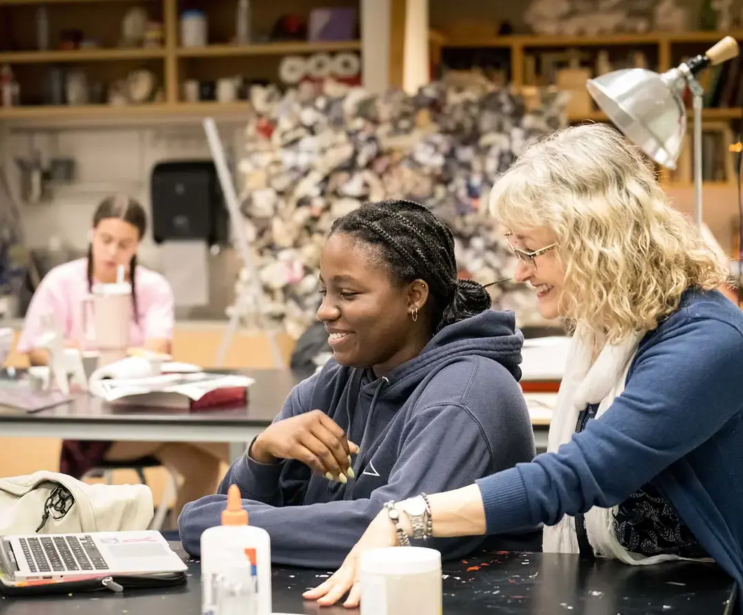 King School student and teacher in a lesson.