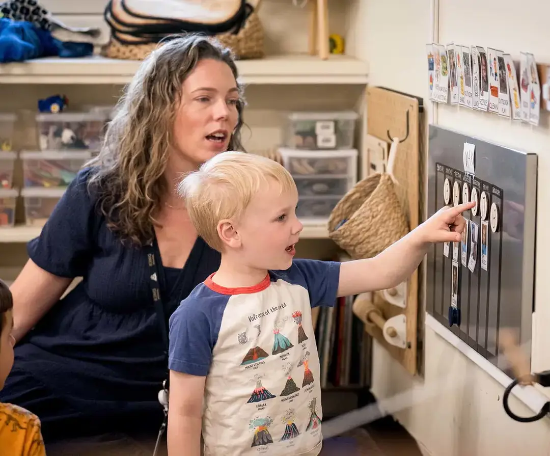 King School teacher and student in a lesson.